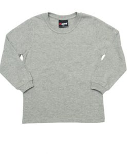 Kids Long Sleeve Tee - Grey Marle, 10
