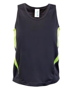 kids poly sports singlet charcoallime 14
