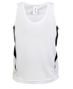 kids poly sports singlet whiteblack 4