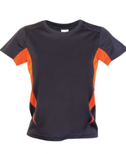 Kids Sports Tee - Cool Dry Tshirt - Charcoal/Orange, 4