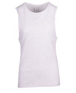 ladies sleeveless tee deep cut white marl 16