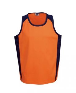 mens hi vis poly cool dry work singlet orangeblack xs