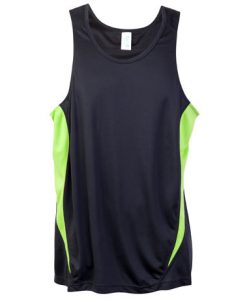 mens poly sports singlet charcoallime medium