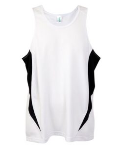 mens poly sports singlet whiteblack small