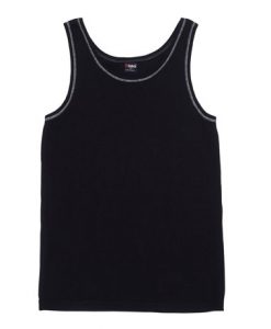 mens rib singlet blackwhite small