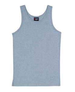 mens rib singlet grey marle xl