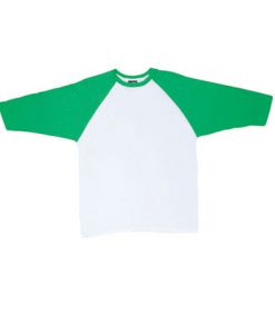 Mens Two Tone 3/4 Tee - White Body/Emerald, Extra Small