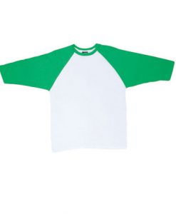 Mens Two Tone 3/4 Tee - White Body/Emerald, Large