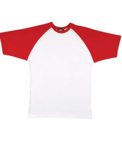 Mens Two Tone Tee - White Body/Red Trim, XL