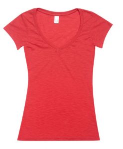 Womens Raw Vee Tee - Red, 14