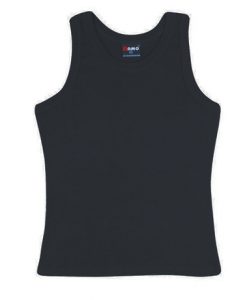 Womens Rib Singlet - Black, 16