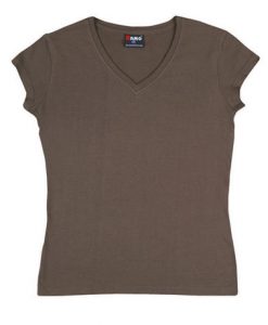 womens standard v neck brown 10
