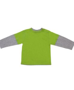 plain layer kids long sleeve tees online lime grey