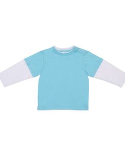 plain two layer baby long sleeve tshirts online aqua white